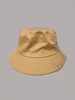 کلاه باکت کرم کتان پیرسینگ دار کد 9726