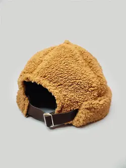 کلاه لئونی تدی کرم ساده کد 4186