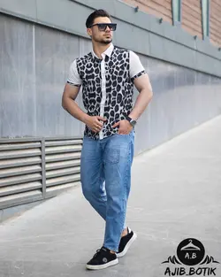 پیراهن مازاراتی سفید مشکی پلنگی