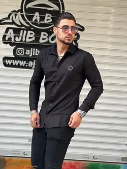 پیراهن پوپلین مشکی آستین بلند z