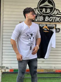 تیشرت یقه کوبایی Y3 سفید