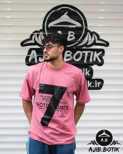 تیشرت اورسایز لش 7 صورتی کم رنگ