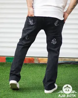 شلوار بگ استایل کتان گلدوزی مشکی 1