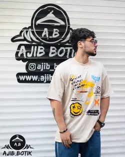 تیشرت نخ پنبه اسکرچ کرم