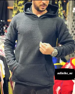 هودی مردانه بره ای در دو رنگ