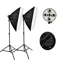 کیت 2 شاخه سافت باکس 70×50 دیاموند + هولدر 5 لامپ + پایه + میکروفون