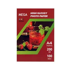 کاغذ عکس گلاسه مگا سایز A4 وزن 200 گرم 100 برگ