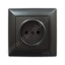 پریز برق ساده محافظ دار مدل الیزه رنگی زغال سنگی