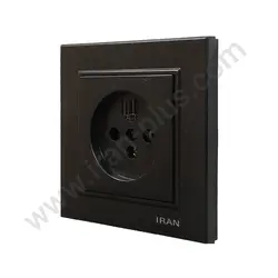 پریز تلفن دوکاره مدل برلیان رنگی مشکی