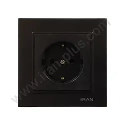 پریز برق ارت دار پایه سرامیکی مدل برلیان رنگی مشکی