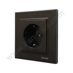 پریز برق ارت دار پایه سرامیکی مدل برلیان رنگی مشکی