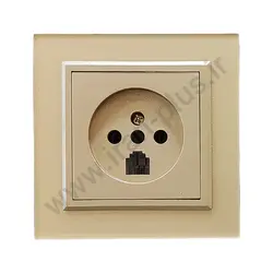 پریز تلفن دوکاره مدل برلیان پلکسی بژ