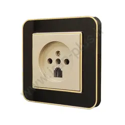 پریز تلفن دوکاره مدل ارس مشکی طلایی میانی بژ