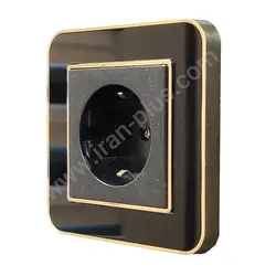 پریز برق ارت دار پایه سرامیکی مدل ارس مشکی طلایی میانی مشکی