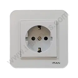 پریز برق ارت دار پایه سرامیکی مدل ارس نقره ای