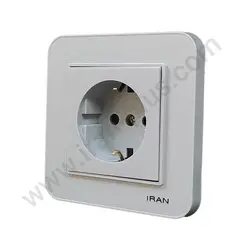 پریز برق ارت دار پایه سرامیکی مدل ارس نقره ای