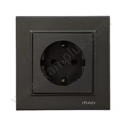 پریز برق ارت دار مدل برلیان رنگی زغال سنگی