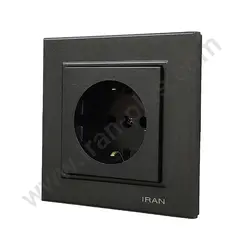 پریز برق ارت دار مدل برلیان رنگی زغال سنگی