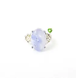 انگشترعقیق آبی بیضی کد2044