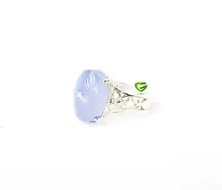 انگشترعقیق آبی بیضی کد2044