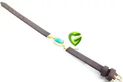 دستبندفیروزه با چرم کد1861