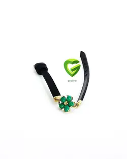 دستبندچرم مشکی نقره کد1859