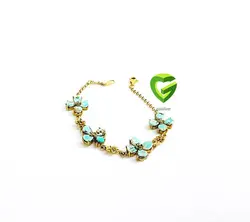 دستبندفیروزه گلی زردکد1827