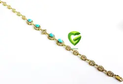 دستبندنقره زرد فیروزه کد1825