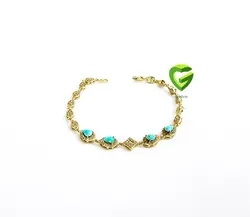 دستبندنقره زرد فیروزه کد1825