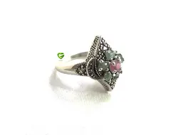 انگشترزمرددوروسط یاقوت کد1774