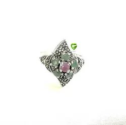 انگشترزمرددوروسط یاقوت کد1774