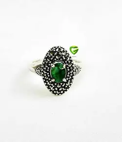 انگشتربیضی تکی زمردکد1738