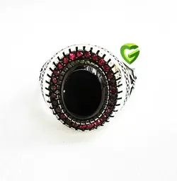 انگشتربیضی مشکی دورقرمز کد1405