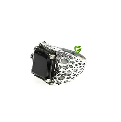 انگشترمستطیل مشکی تخت کد1374