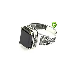 انگشترمستطیل مشکی بلند کد1376