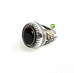 انگشترمشکی دورسفیدریز کد 1365