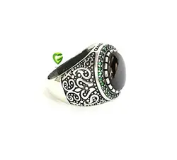 انگشترمشکی دورنگین سبز کد1356