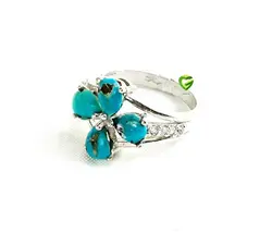 انگشترفیروزه 4پر نیشابور کد1320