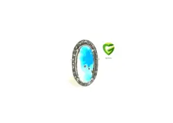 انگشترفیروزه کشیده بیضی کد1310