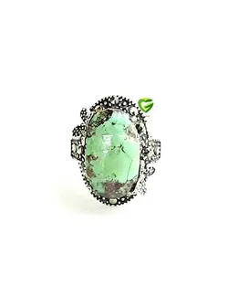 انگشترفیروزه سبزگل7سیاه قلم کد1246