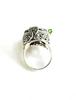 انگشترنقره طاووس فیروزه کد1244