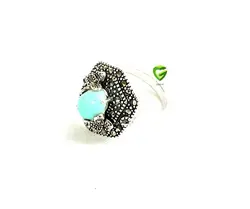 انگشترفیروزه گل9 نقره کد1242