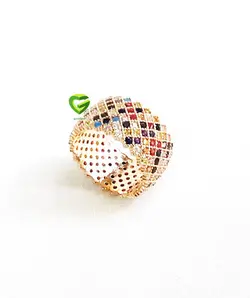 انگشتردورنگین رزگلد 7نگین کد1232