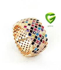 انگشتردورنگین رزگلد 7نگین کد1232