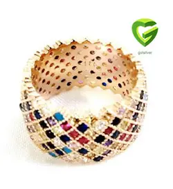 انگشتردورنگین رزگلد 7نگین کد1232