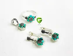 نیمست نقره فیروزه گل1کد1103