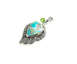 آویزنقره فیروزه برگی کد1028