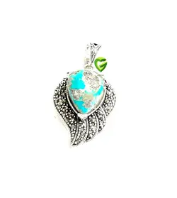 آویزنقره فیروزه برگی کد1028