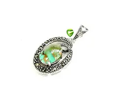 آویزنقره فیروزه دورنگ کد871