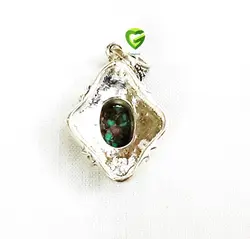 آویزنقره فیروزه لوزی3 کد850